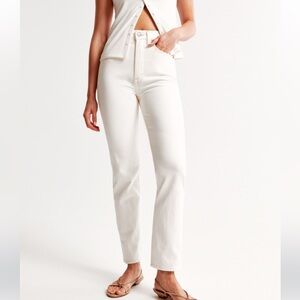 Abercrombie The Ankle Straight Ultra High Rise Jeans, Cream, Size 25 (0)